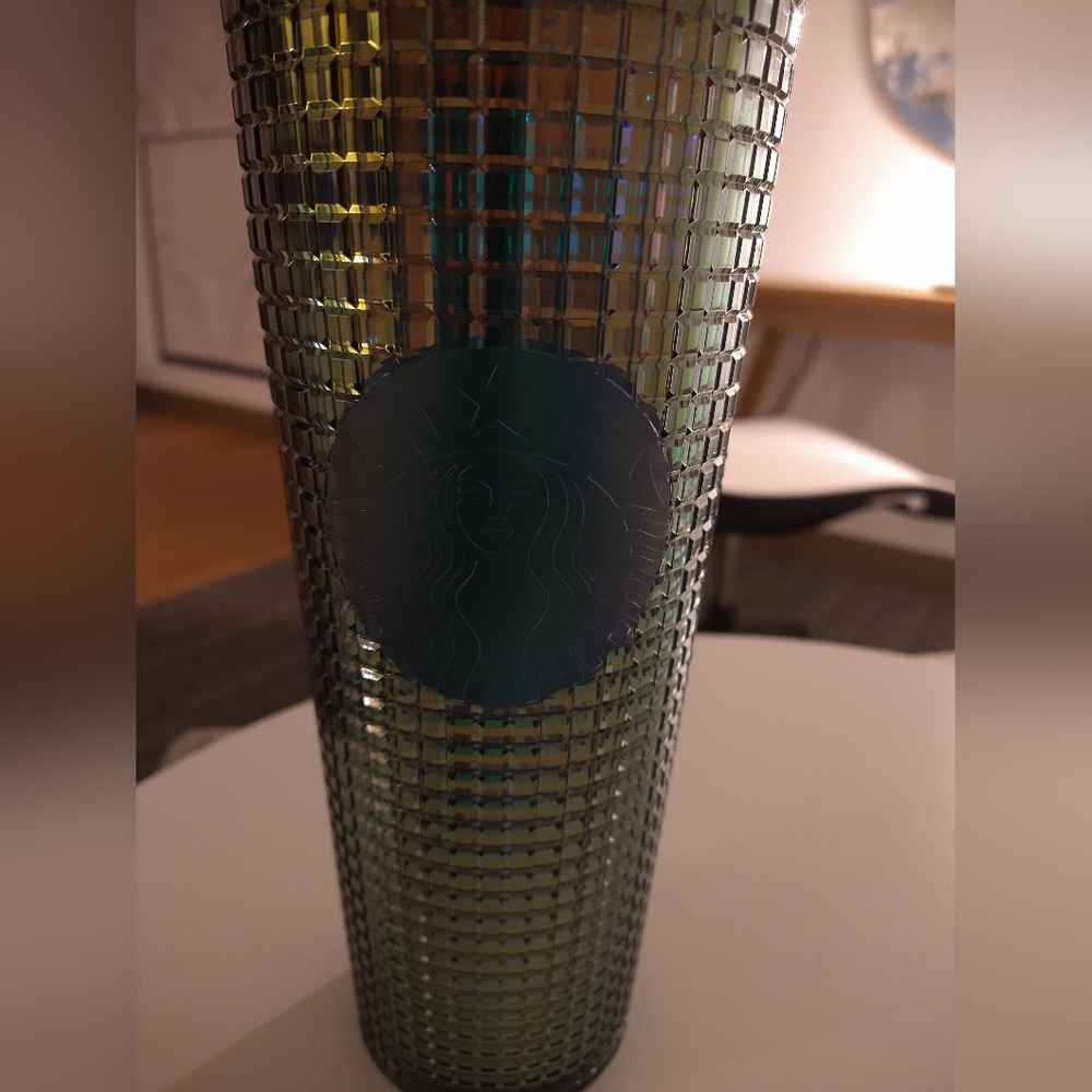 Starbucks Fall 2022 Tumbler Grid Iridescent Green Rainforest Venti 24oz - Picture 4 of 10